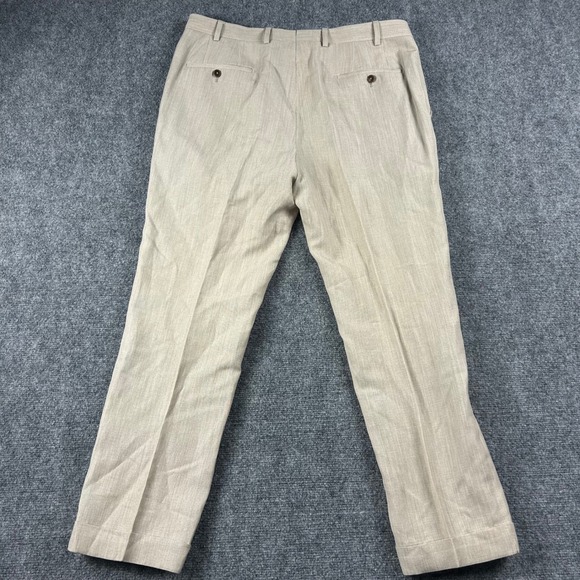 Maurizio Baldassari Trousers Mens 52 Beige Linen Blend Brera Made in Italy - Picture 7 of 10